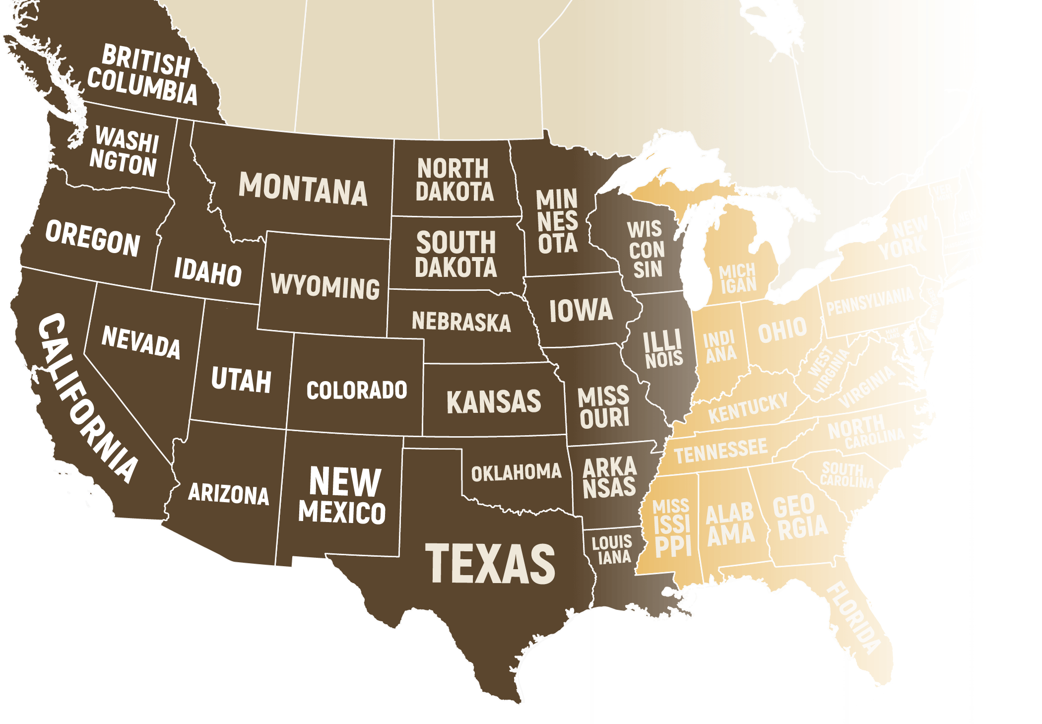 United States Map CFL - Service Area 2023