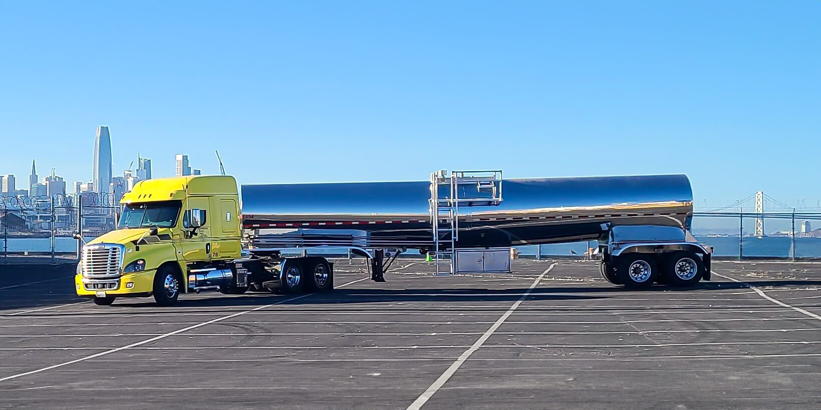 CFL Truck on Pier 80 with the Bay Bridge in the background